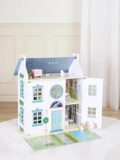 Alice & Fox Dukkehus med Møbler & 4 Dukker, Blå
