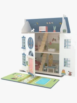 Alice & Fox Dukkehus med Møbler & 4 Dukker, Blå