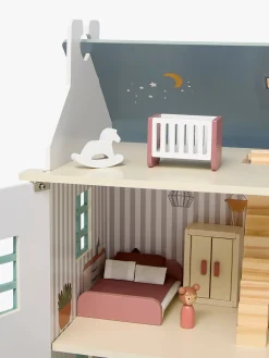 Alice & Fox Dukkehus med Møbler & 4 Dukker, Blå