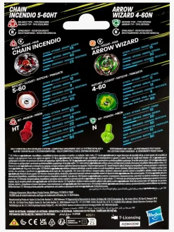 Beyblade X Chain Incendio 5-60HT & Arrow Wizard 4-60N Spinnere 2-pak