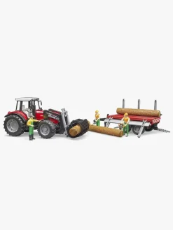 Bruder Massey Ferguson 7480 Traktor m. Frontlæsser & Tømmeranhænger