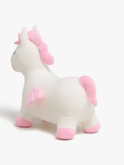 Cloudberry Castle Hoppedyr Enhjørning med Plysbetræk, Hvid
