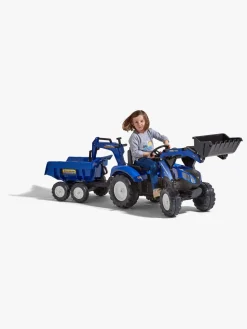 Falk New Holland Pedaltraktor med Trailer, Blå