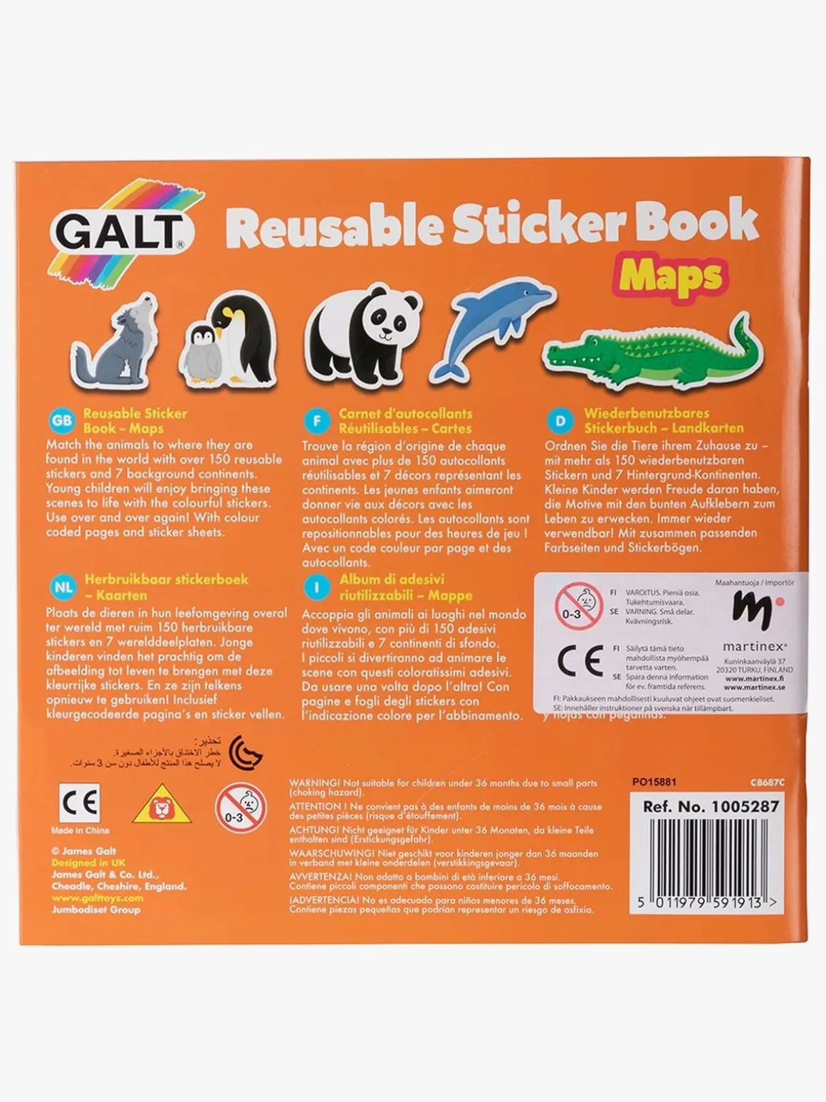 Galt Klistermærkebog Genanvendelig Kort