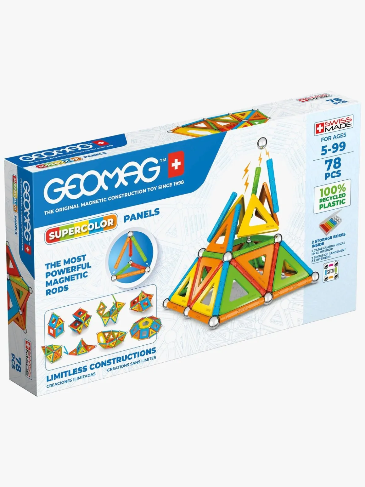 Geomag Supercolor Panels Recycled Byggesæt 78 Dele