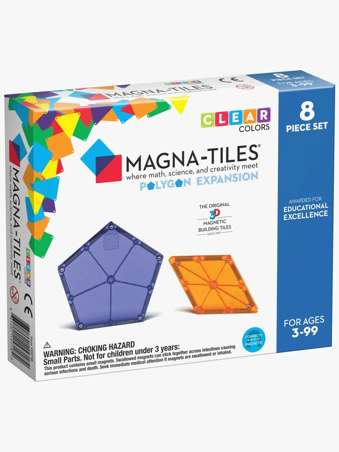MAGNA-TILES Clear Colors Polygon Udvidelsessæt 8 Dele
