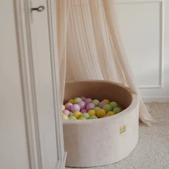 Meowbaby  Rundt Boldbassin Fløjl 30x90, Ecru