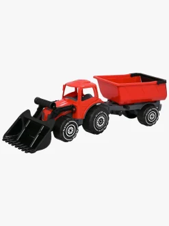 Plasto Traktor m. Frontlæsser & Anhænger, Rød/Sort