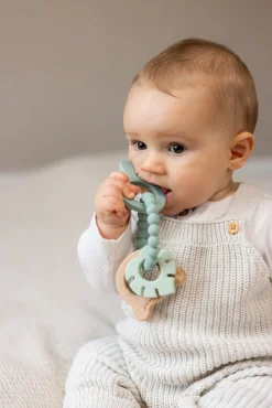 Teddykompaniet  Silikone & træ Bidering, Lindeblomstgrøn