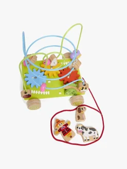 VIGA Træklegetøj med Kuglebane og Drejehjul