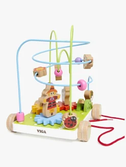 VIGA Træklegetøj med Kuglebane og Drejehjul